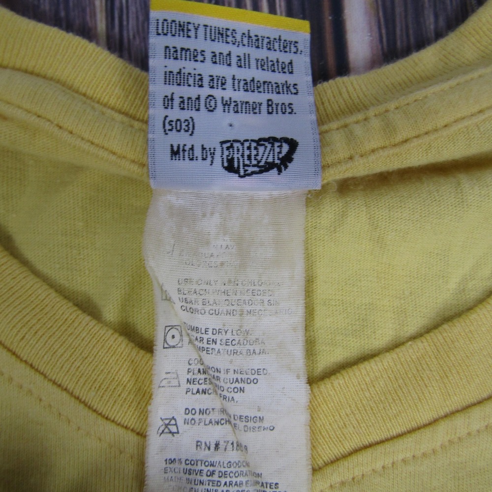 Disney Looney Tunes Shirt Womens XL Yellow Tasmanian Devil Love Graphic Tee - Picture 3 of 6